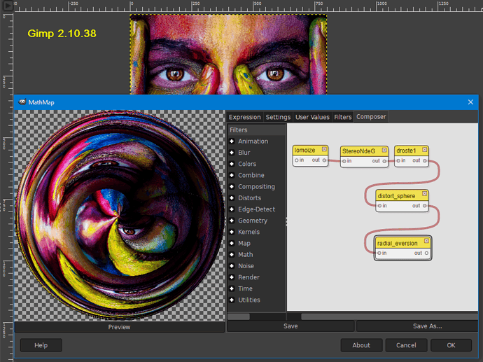 Composer MathMap in Gimp-2.10
