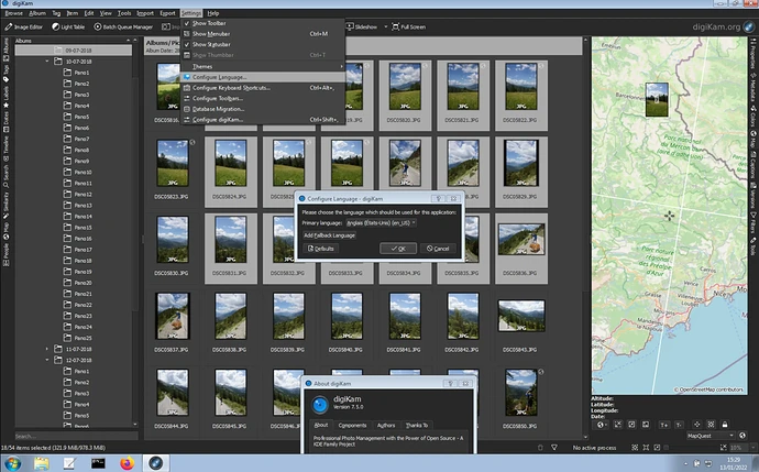digiKam 7.5.0 Running Under Microsoft Windows With The Language Selection Dialog