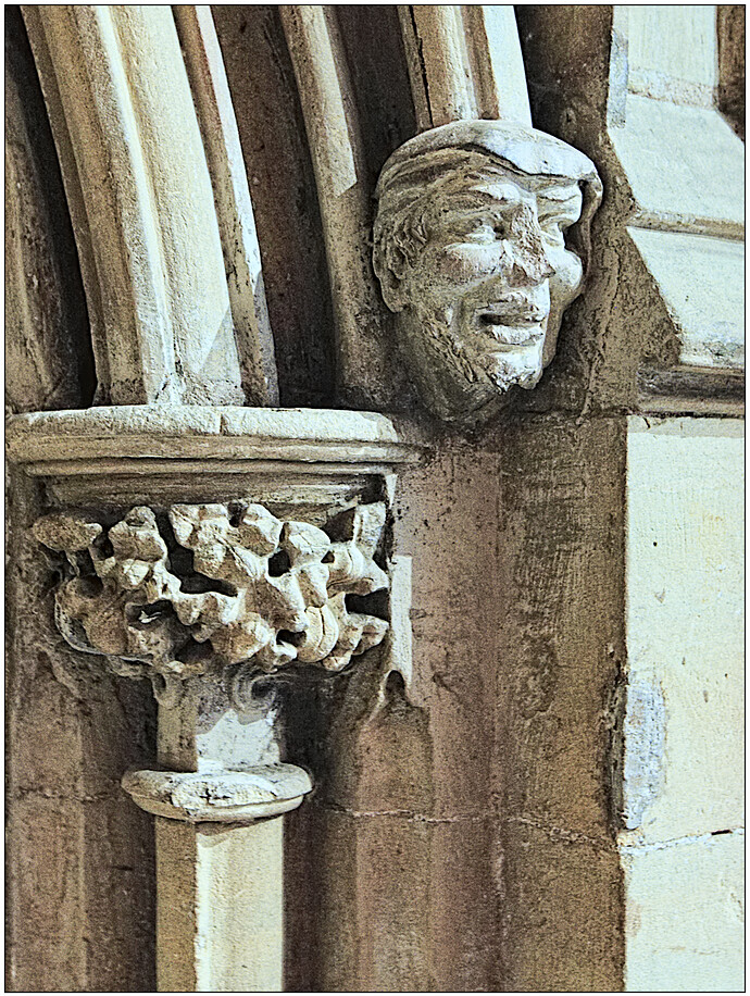 SOUTHWELL CATH - Generic leaf carvings with bust. C16th.
