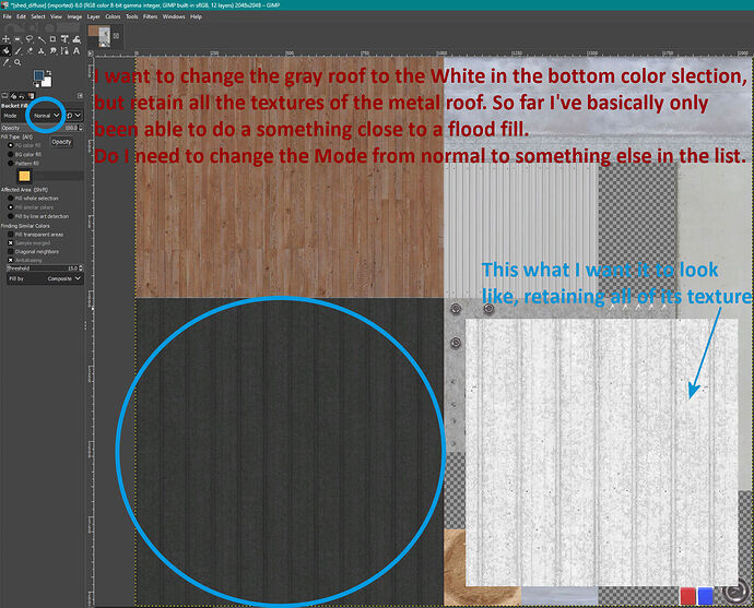 Change color retaining the texture