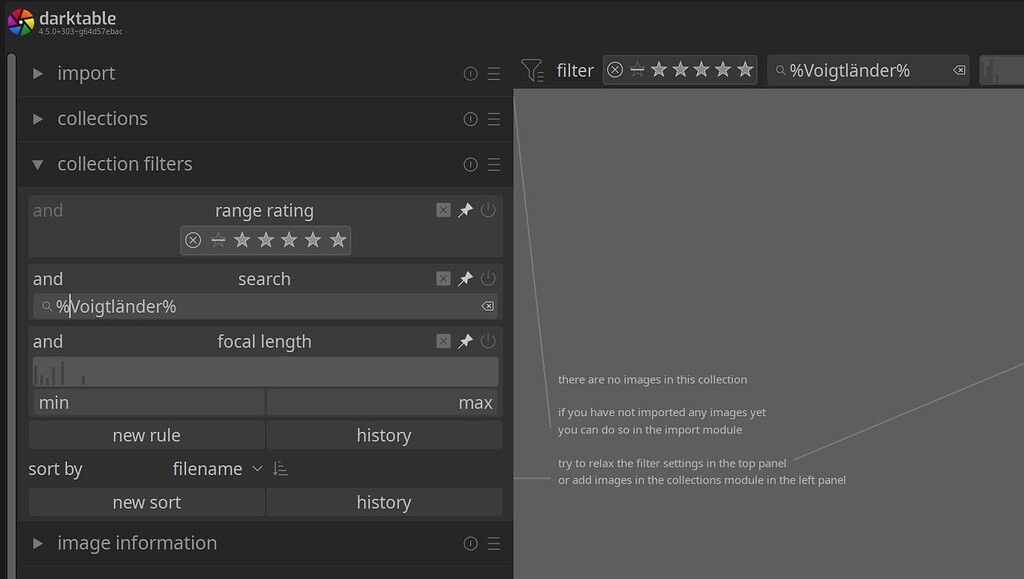 Filter search criteria for specific lenses darktable discuss.pixls.us