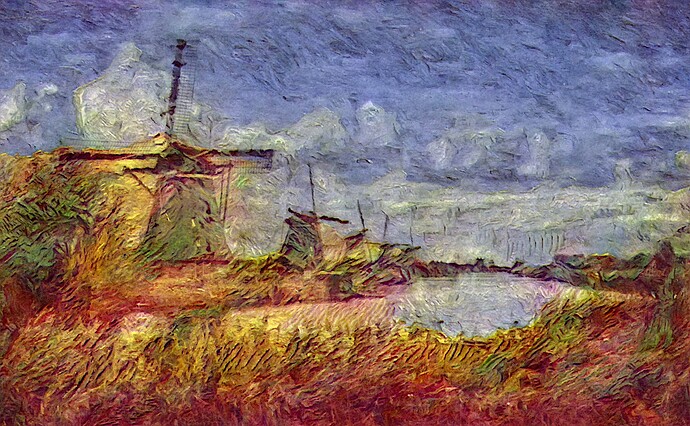 GMIC style Van Gogh wheatfield with birds