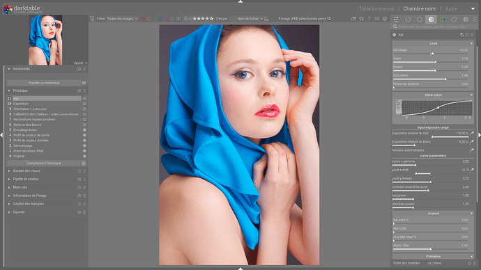 Portrait foulard bleu