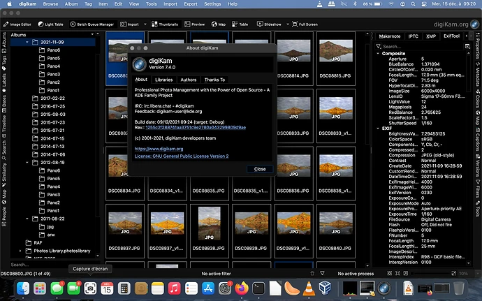 digiKam 7.4.0 running under Apple macOS