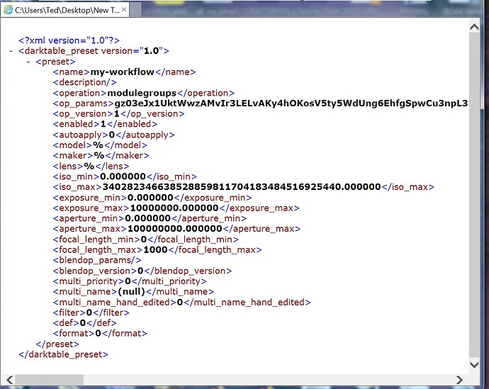 the xml code