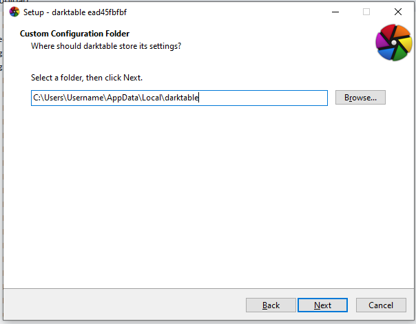 if selecting "custom" the next page asks for the path