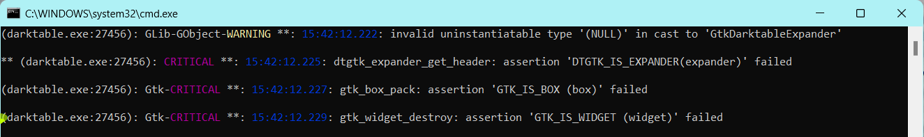 230504 darktable critical error messages
