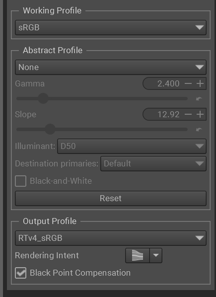 profile settings