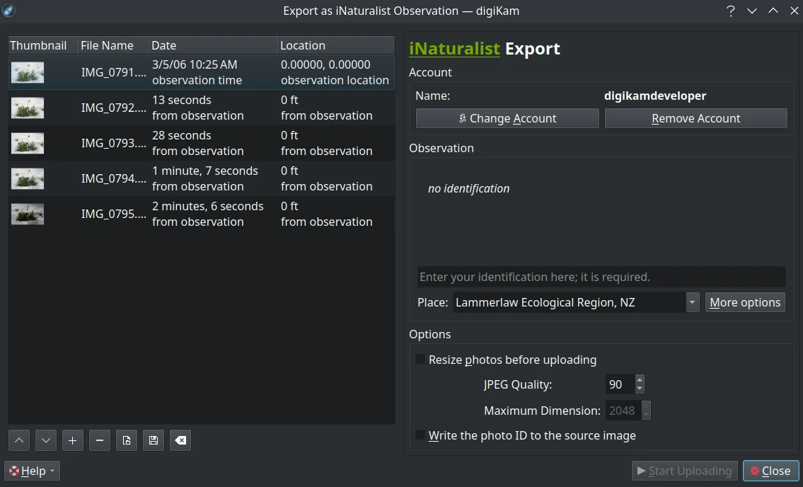 INaturalist Export Plugin