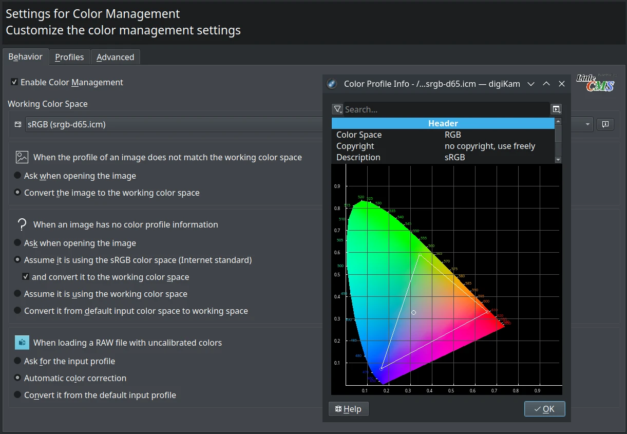 Image Editor Colors Management
